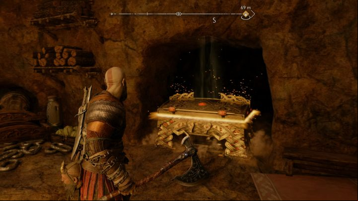 The chest lies in a secret room, which also contains a Draugr Hole - God of War Ragnarok: The Applecore, Svartalfheim - secrets, collectibles - Svartalfheim - God of War Ragnarok Guide