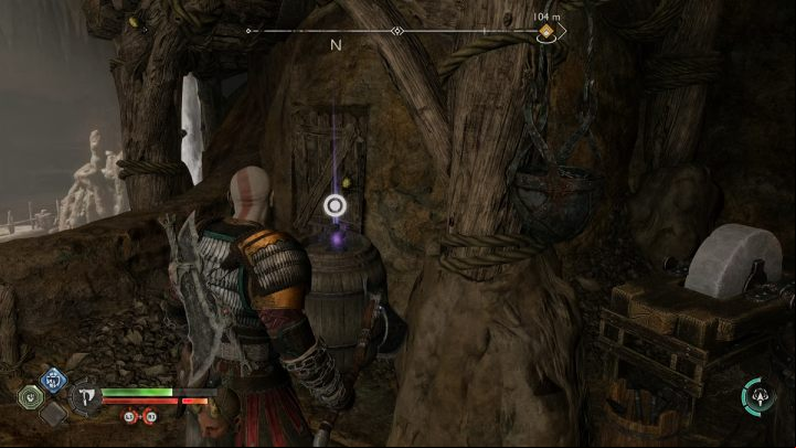 The statue will lie on a barrel - God of War Ragnarok: The Applecore, Svartalfheim - secrets, collectibles - Svartalfheim - God of War Ragnarok Guide