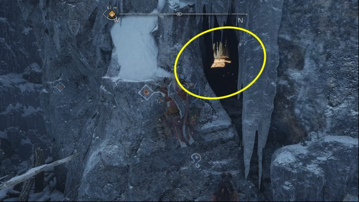 You will see the chest through a crack in a rock while climbing to the top of the mountain - God of War Ragnarok: Well of Urd, Midgard - secrets, collectibles - Midgard - God of War Ragnarok Guide