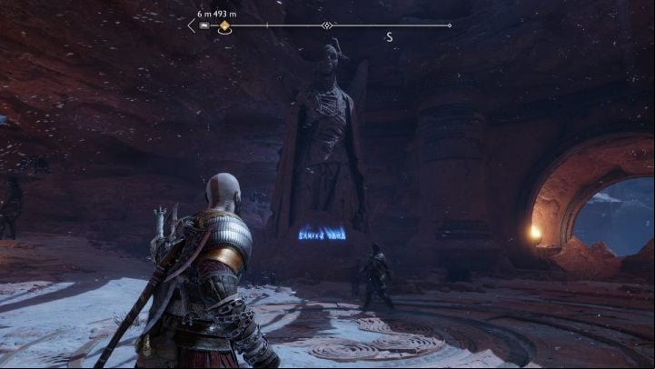 The inscription appears on a monument next to the Mystic Gateway - God of War Ragnarok: The Strond, Alfheim - secrets, collectibles - Alfheim - God of War Ragnarok Guide
