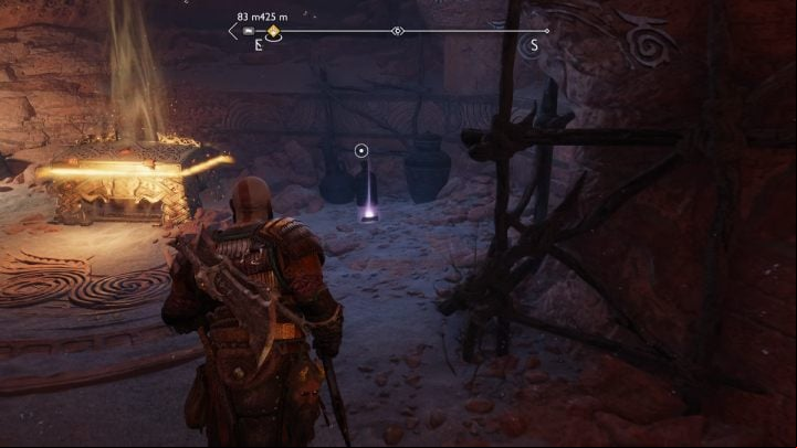 Descend to the lower level of the area and turn left - God of War Ragnarok: The Strond, Alfheim - secrets, collectibles - Alfheim - God of War Ragnarok Guide
