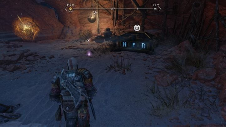 The Artefact lies next to the Nornir Chest, which you will as you go through the main storyline - God of War Ragnarok: The Strond, Alfheim - secrets, collectibles - Alfheim - God of War Ragnarok Guide