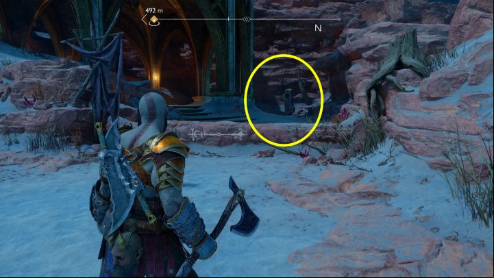 The runes are found next to a small building - defeat all enemies to be able to collect them - God of War Ragnarok: The Barrens, Alfheim - secrets, collectibles - Alfheim - God of War Ragnarok Guide