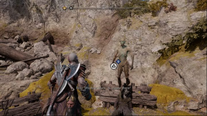 If you speak to the father's ghost on Alberich Island, you'll find the son's ghost on Dragon Beach - and the other way around - God of War Ragnarok: The Lost Treasure - favor, walkthrough - Favors - Svartalfheim - God of War Ragnarok Guide