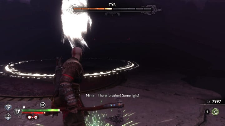 During the battle, avoid combinations of blows that end with red attacks - God of War Ragnarok Valhalla: Tyr - Valhalla DLC - God of War Ragnarok Guide