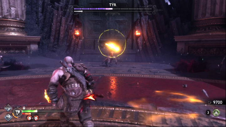 When the boss's health drops below 50%, a Centaur and smaller enemies will appear, helping Tyr in combat - God of War Ragnarok Valhalla: Tyr - Valhalla DLC - God of War Ragnarok Guide