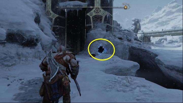 It is found near the elevator leading to a higher area - God of War Ragnarok: Shores of Nine, Midgard - secrets, collectibles - Midgard - God of War Ragnarok Guide