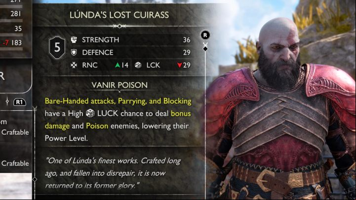 The completed armor has an interesting bonus - God of War Ragnarok: Best Armor set - Character development - God of War Ragnarok Guide