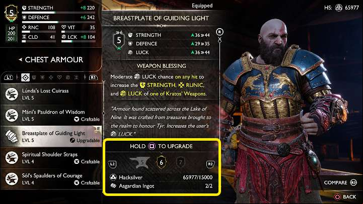 To upgrade pieces of armor in God of War Ragnarok, you will need silver and specific crafting materials - these can be found in various places and some of them can also be purchased - God of War Ragnarok: Best Armor set - Character development - God of War Ragnarok Guide