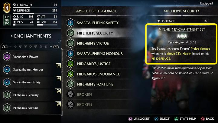 The Amulet of Yggdrasil is a special item in which you can place Kratos' enchantments (max - God of War Ragnarok: Best Armor set - Character development - God of War Ragnarok Guide