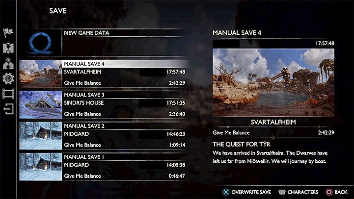 God of War Ragnarok has the option of making manual saves on various slots - God of War Ragnarok: How to save the game, is there a save transfer? - Game content and features - God of War Ragnarok Guide