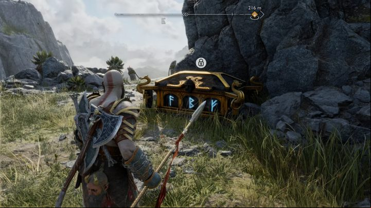 The chest will be standing by the rocks, near the place where you will fight a mini-boss Dreki - God of War Ragnarok: The Forge, Svartalfheim - secrets, collectibles - Svartalfheim - God of War Ragnarok Guide