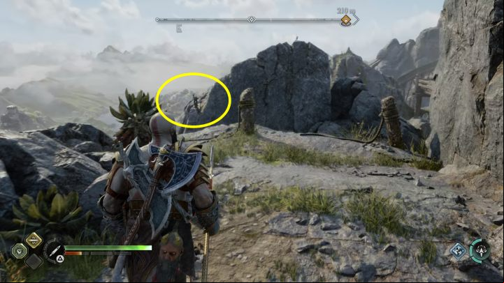 The first rune is on a rock next to the chest - God of War Ragnarok: The Forge, Svartalfheim - secrets, collectibles - Svartalfheim - God of War Ragnarok Guide