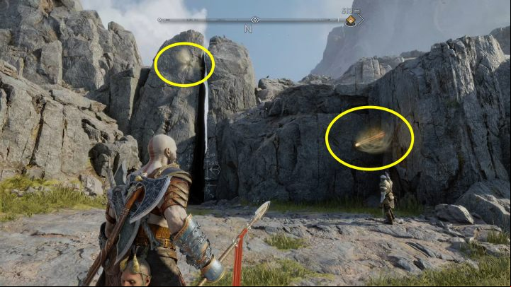 When returning from the Forge, drive 2 spears into cracks on the rock to get higher - God of War Ragnarok: The Forge, Svartalfheim - secrets, collectibles - Svartalfheim - God of War Ragnarok Guide