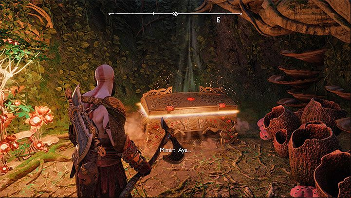 Crouch and get past the hole to enter a secret location containing the chest - God of War Ragnarok: The Southern Wilds, Vanaheim - secrets, collectibles - Vanaheim - God of War Ragnarok Guide