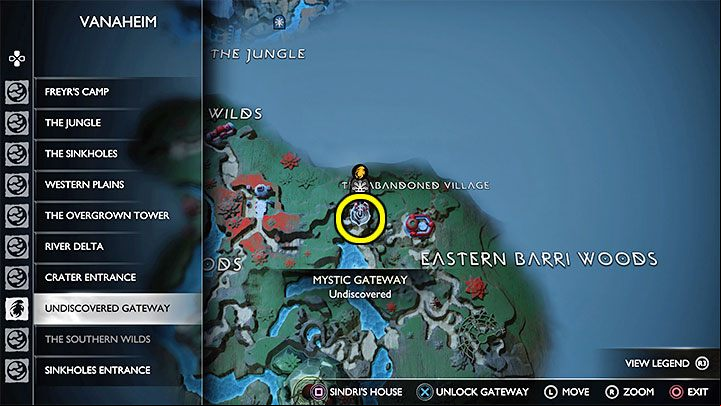 You can easily reach this and several other collectibles described below after finishing the storyline - unlock the Mystic Gateway of the Abandoned Village (shown in the picture) - God of War Ragnarok: The Abandoned Village, Vanaheim - secrets, collectibles - Vanaheim - God of War Ragnarok Guide