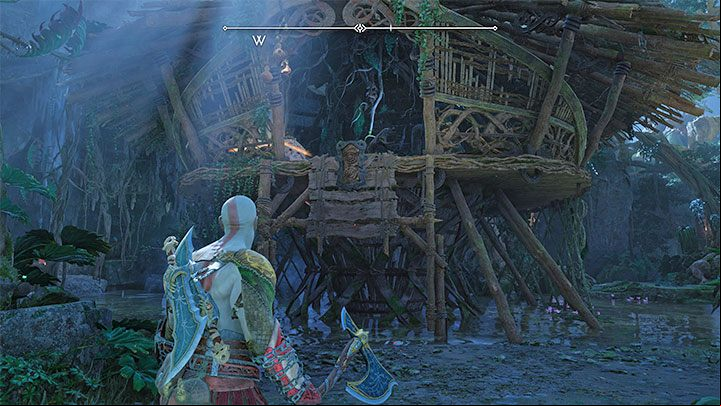 The Legendary Chest is on the floor of one of the huts in the village - God of War Ragnarok: The Abandoned Village, Vanaheim - secrets, collectibles - Vanaheim - God of War Ragnarok Guide