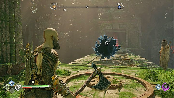 Climb the stairs until you reach the rift - God of War Ragnarok: River Delta, Vanaheim - secrets, collectibles - Vanaheim - God of War Ragnarok Guide