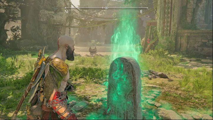 To make the gravestone appear, you need to progress enough in the main story - God of War Ragnarok: Pilgrims Landing, Vanaheim - secrets, collectibles - Vanaheim - God of War Ragnarok Guide