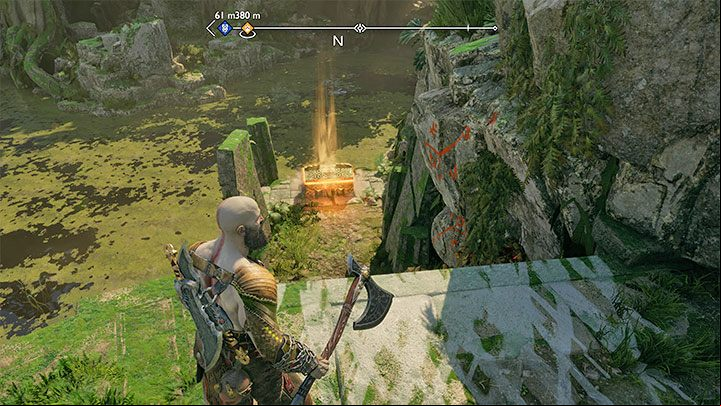 You must now go through the caves and reach the northern end of the Veiled age - God of War Ragnarok: Cliffside Ruins, Vanaheim - secrets, collectibles - Vanaheim - God of War Ragnarok Guide