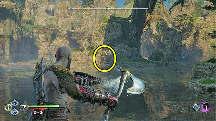 Shield 3 forces you to return to the boat and reach the shop north of the Nornir Chest - God of War Ragnarok: Cliffside Ruins, Vanaheim - secrets, collectibles - Vanaheim - God of War Ragnarok Guide