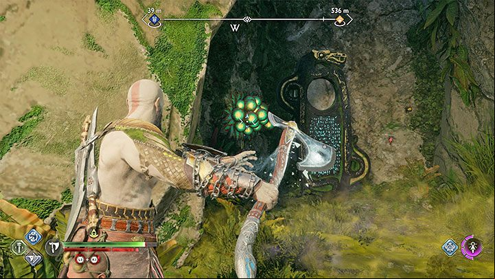 Climb the wall to the higher level of the Goddess Falls - God of War Ragnarok: Goddess Falls, Vanaheim - secrets, collectibles - Vanaheim - God of War Ragnarok Guide