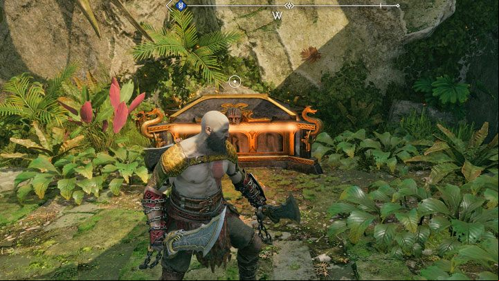 This Nornir Chest is found near the waterfalls on the lower level of the region - God of War Ragnarok: Goddess Falls, Vanaheim - secrets, collectibles - Vanaheim - God of War Ragnarok Guide