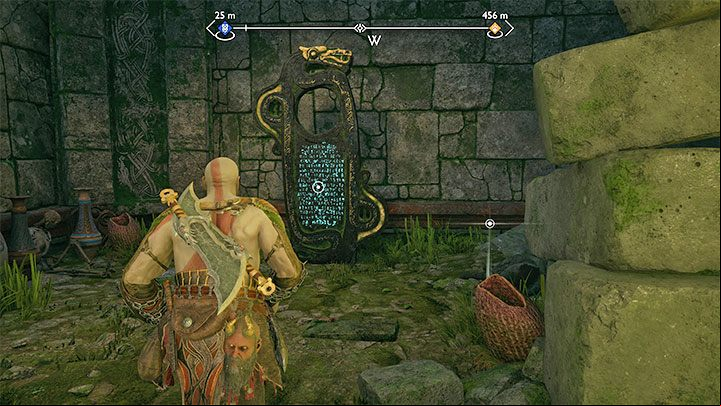Reach the upper level and you will find a tablet with runes - God of War Ragnarok: The Veiled age, Vanaheim - secrets, collectibles - Vanaheim - God of War Ragnarok Guide
