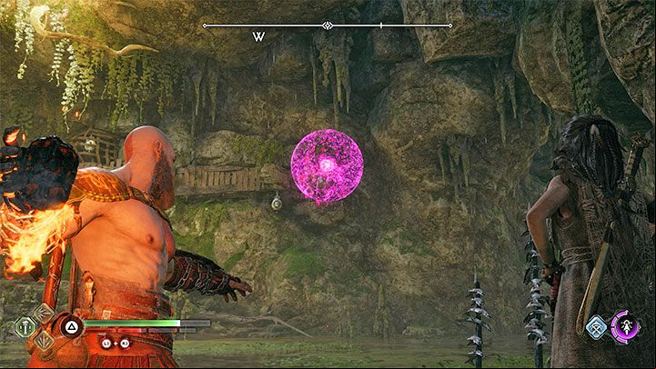 You need to solve a puzzle by activating 3 bells and all these objects are located west of the chest, on the opposite side of the river - God of War Ragnarok: The Veiled age, Vanaheim - secrets, collectibles - Vanaheim - God of War Ragnarok Guide