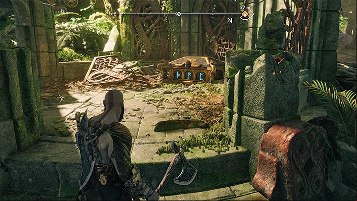 You will find the rune chest in the southern part of the woods - in the round ruins - God of War Ragnarok: Eastern Barri Woods, Vanaheim - secrets, collectibles - Vanaheim - God of War Ragnarok Guide