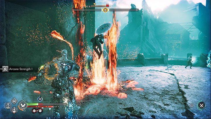 Press Square to trigger a challenging battle - AoE attacks will come in handy, as you'll be facing hordes of weaker undead - God of War Ragnarok: Reunion - walkthrough - Walkthrough - God of War Ragnarok Guide