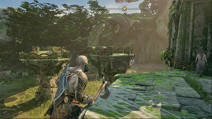 Reach Cliffside Ruins and get to dry land - God of War Ragnarok: Unlocking the gate to southern Vanaheim (Cliffside Ruins) - Completing 100% of maps - God of War Ragnarok Guide