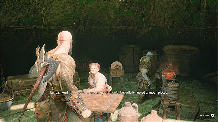 Lunda is one of the dwarves and you can meet her for the first time in Freyr's camp in Vanaheim - this happens during the course of The Reckoning story quest - God of War Ragnarok: Lundas Lost Armor - finding 3 pieces of armor in Vanaheim - Labors - Vanaheim - God of War Ragnarok Guide