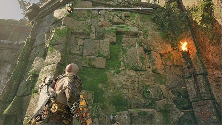 While in the ruins, find an interactive climb spot - it is shown in the screenshot - God of War Ragnarok: Lundas Lost Armor - finding 3 pieces of armor in Vanaheim - Labors - Vanaheim - God of War Ragnarok Guide