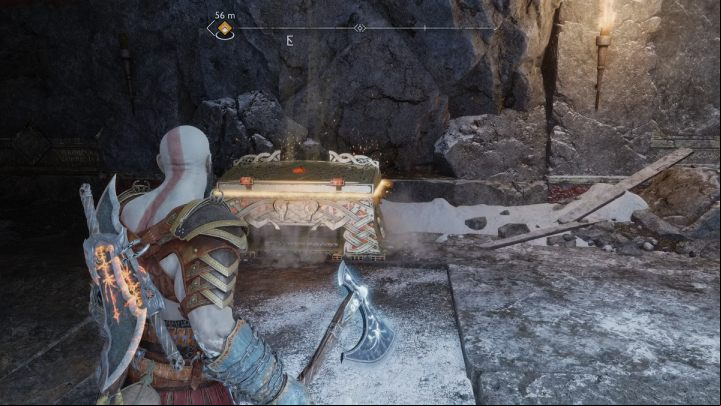 Enter the cave and climb the wall next to Nornir Chest - God of War Ragnarok: The Oarsmen, Midgard - secrets, collectibles - Midgard - God of War Ragnarok Guide