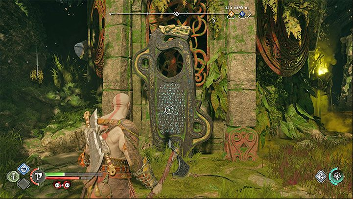 This vertical rune board is in the main part of the Noatun garden - God of War Ragnarok: Noatun Garden, Vanaheim - secrets, collectibles - Vanaheim - God of War Ragnarok Guide