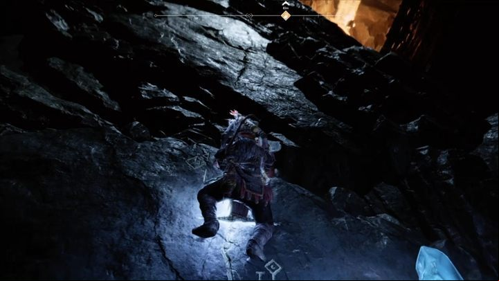 Continue forward - defeat another group of enemies, light up the crystal and climb up - God of War: Inside the Mountain - Walkthrough - Walkthrough - God of War Guide