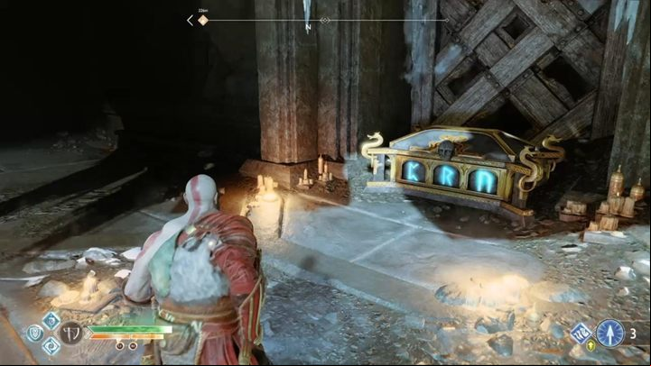 Come down - you can now try to get the Norm chest by destroying three runes - God of War: Inside the Mountain - Walkthrough - Walkthrough - God of War Guide