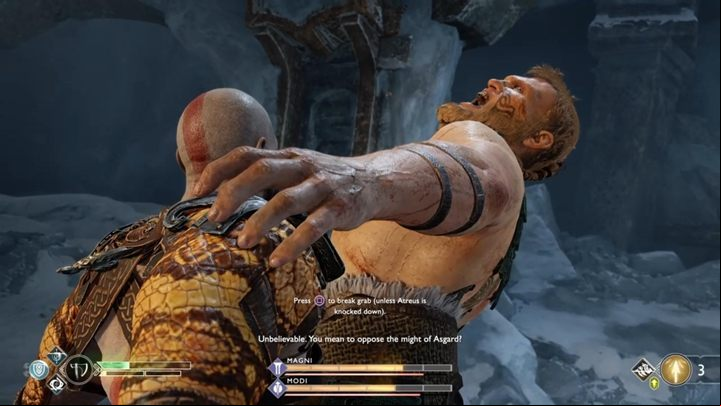 This fight is rather unique because you fight against two brothers - Magni and Modi - God of War: The Magic Chisel - Walkthrough - Walkthrough - God of War Guide