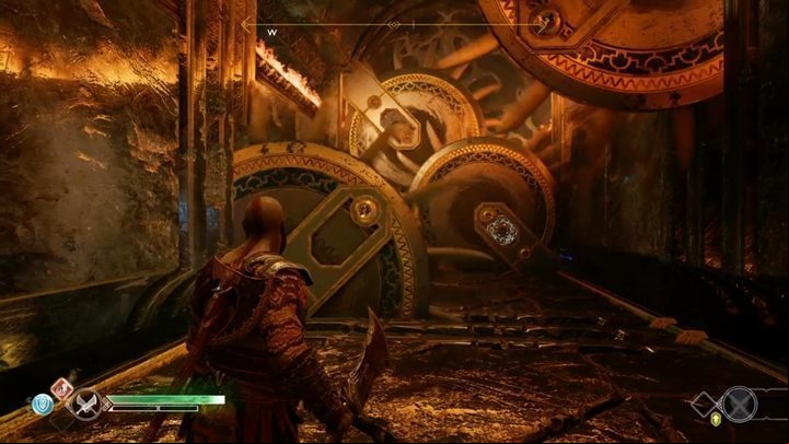 Use the spinning wheel to lift the grate - God of War: The Black Rune - Walkthrough - Walkthrough - God of War Guide