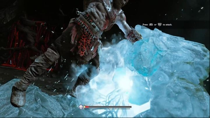 Defeat the Frost Ancient - avoid his laser and throw your axe at him when the boss reveals his heart - God of War: Return to the Summit - Walkthrough - Walkthrough - God of War Guide