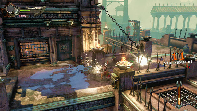 Following Fury, youll run through a small corridor and jump onto a wall to get where she stands - Chasing the Fury - Chapter 1: Prison of the Damned - God of War: Ascension - Game Guide and Walkthrough