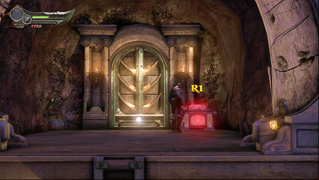 There, you find red chest and door - Chasing the Fury - Chapter 1: Prison of the Damned - God of War: Ascension - Game Guide and Walkthrough