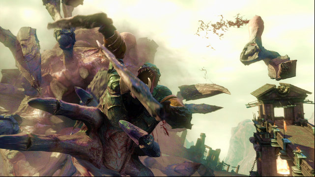 Finishing him off makes you partially control this monster, what allows you to send few blows at the giant head - Walkthrough - Chapter 4: The Hecatonchires - God of War: Ascension - Game Guide and Walkthrough