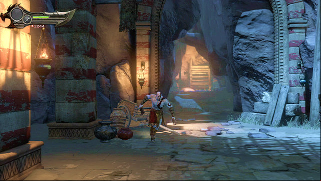 After conversation with dark person, move forward through the cave - The beginning of the village - Chapter 5: The Village of Kirra - God of War: Ascension - Game Guide and Walkthrough