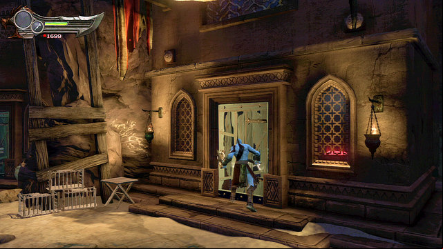Then head right from the entrance and enter two buildings on right to open chests inside - The beginning of the village - Chapter 5: The Village of Kirra - God of War: Ascension - Game Guide and Walkthrough