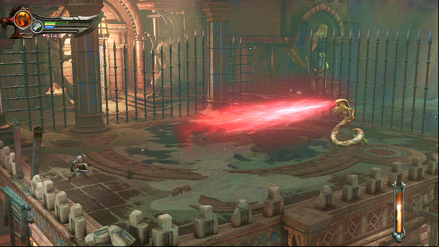 Her feature is a stoning sight - Broken bridge, Roller-Riddle and Medusa - Chapter 5: The Village of Kirra - God of War: Ascension - Game Guide and Walkthrough