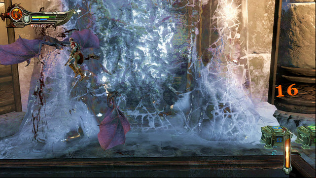 Few steps further you land onto a ice wall and slide down - Walkthrough - Chapter 8: The Pythons Belly - God of War: Ascension - Game Guide and Walkthrough