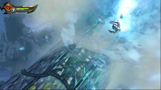 Sliding inside the snake, youll jump onto a ice wall - Violet Python Ride - Chapter 9: Ice Caverns - God of War: Ascension - Game Guide and Walkthrough