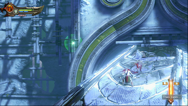 Fighting with demonic hounds, youll get to another tunnel and a grab point - Violet Python Ride - Chapter 9: Ice Caverns - God of War: Ascension - Game Guide and Walkthrough